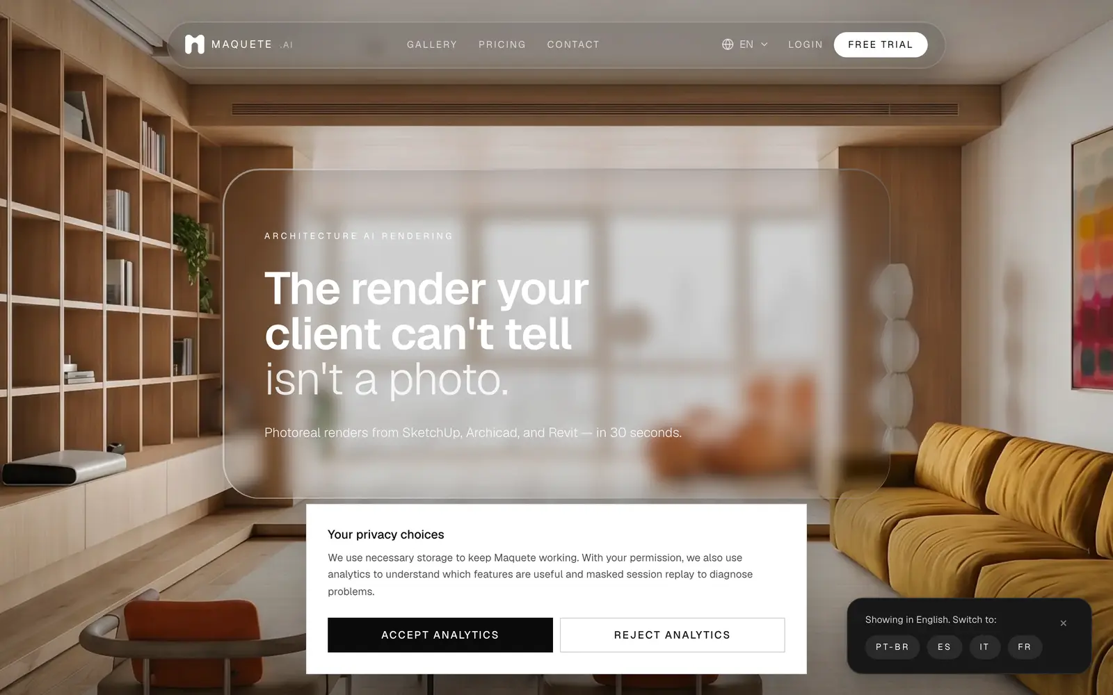 Screenshot of the Maquete AI website