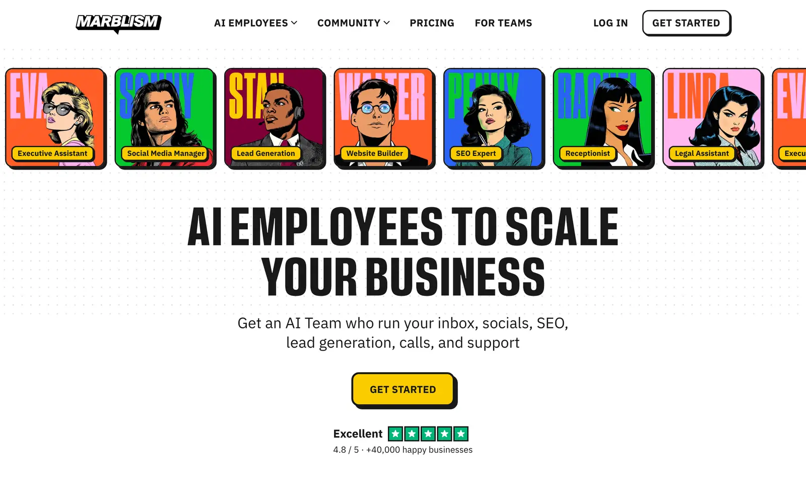Screenshot of the Marblism website