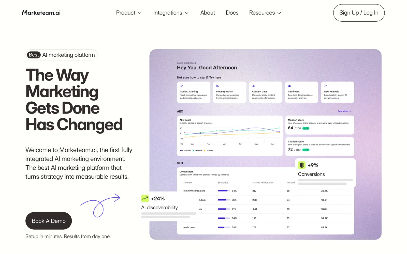 Screenshot of the Marketeam.ai website