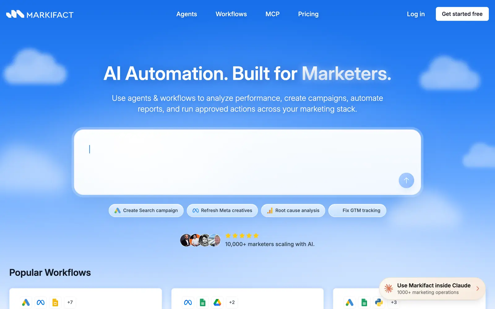 Screenshot of the Markifact website