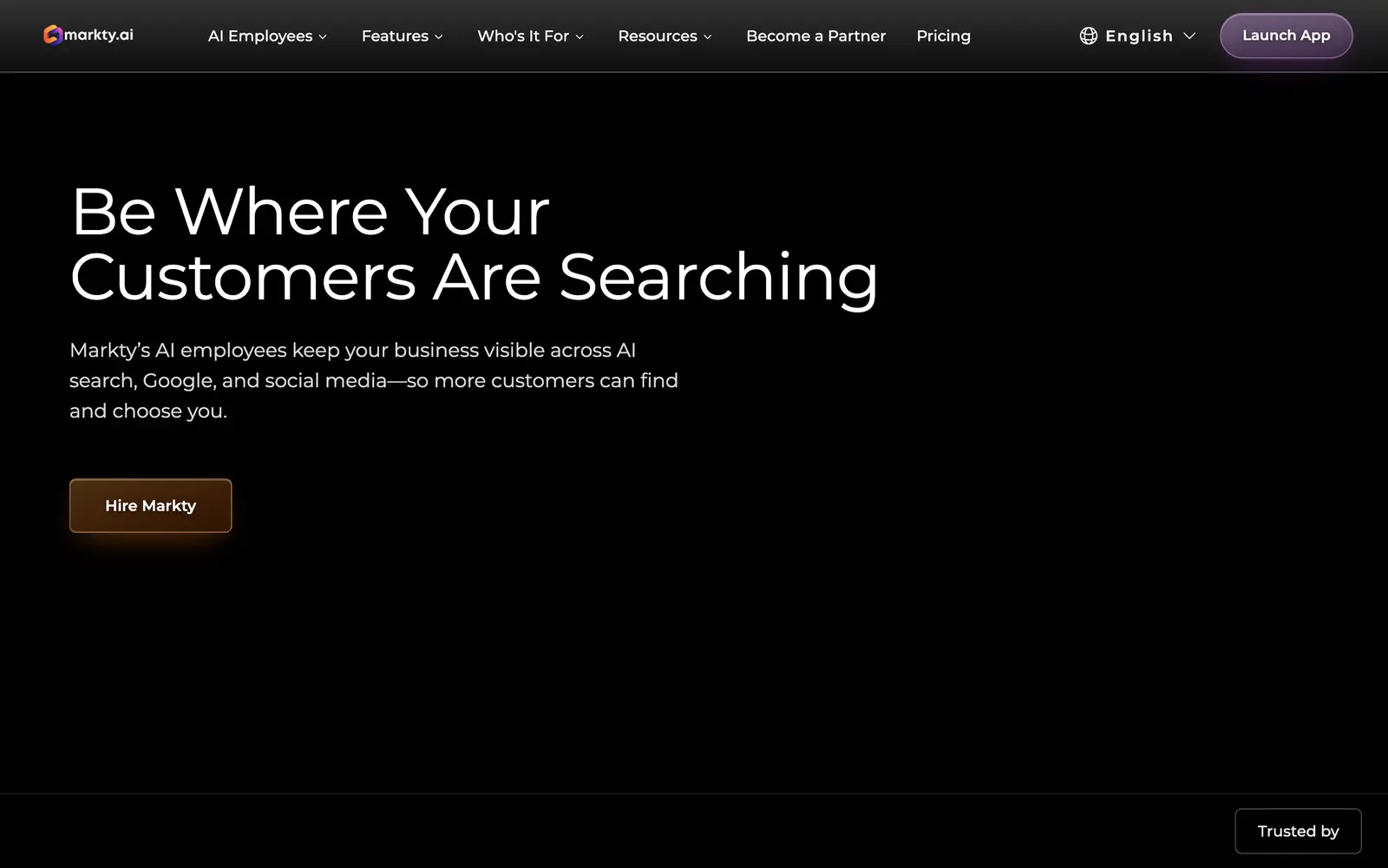 Screenshot of the Markty AI website