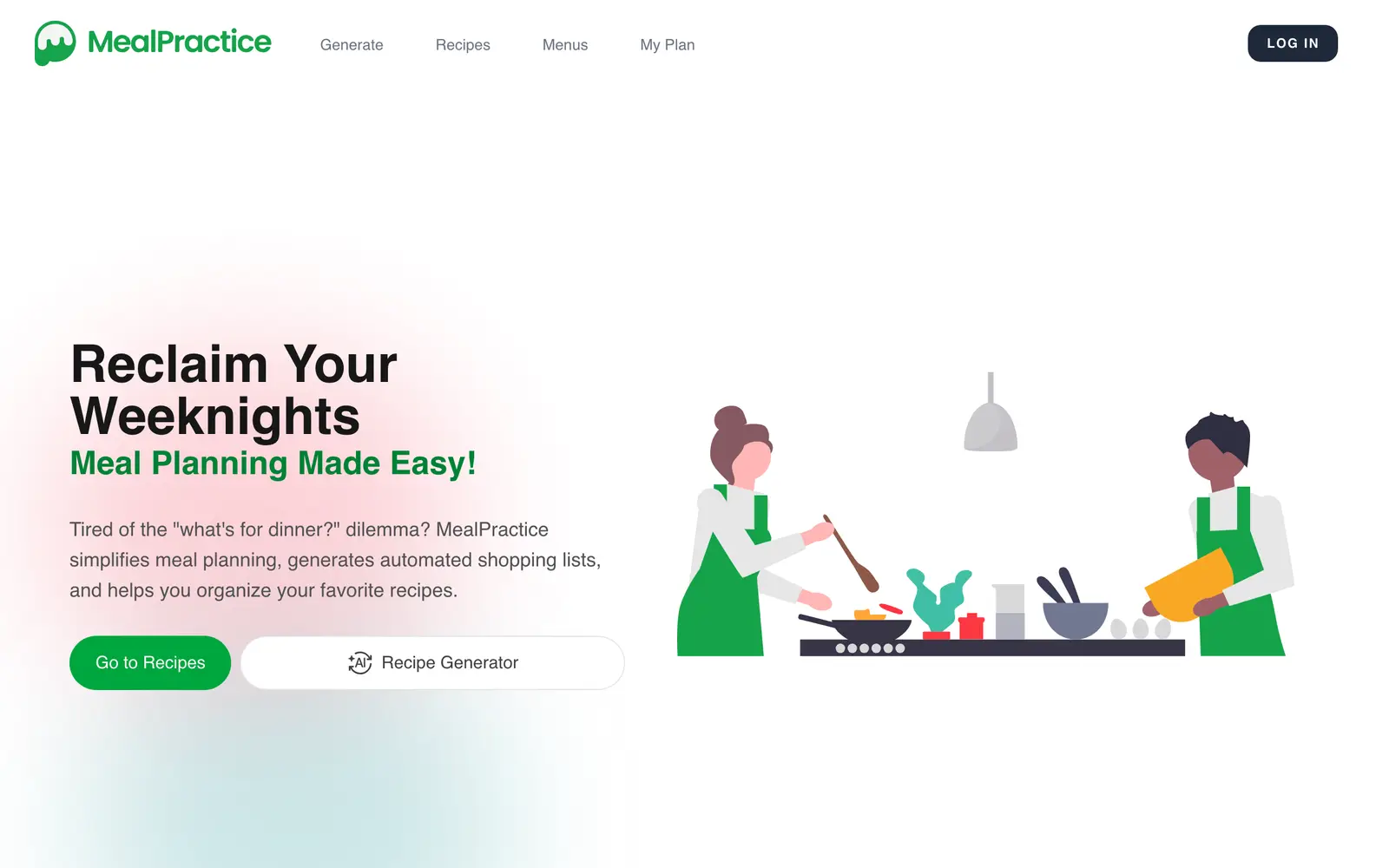 Screenshot of the MealPractice website