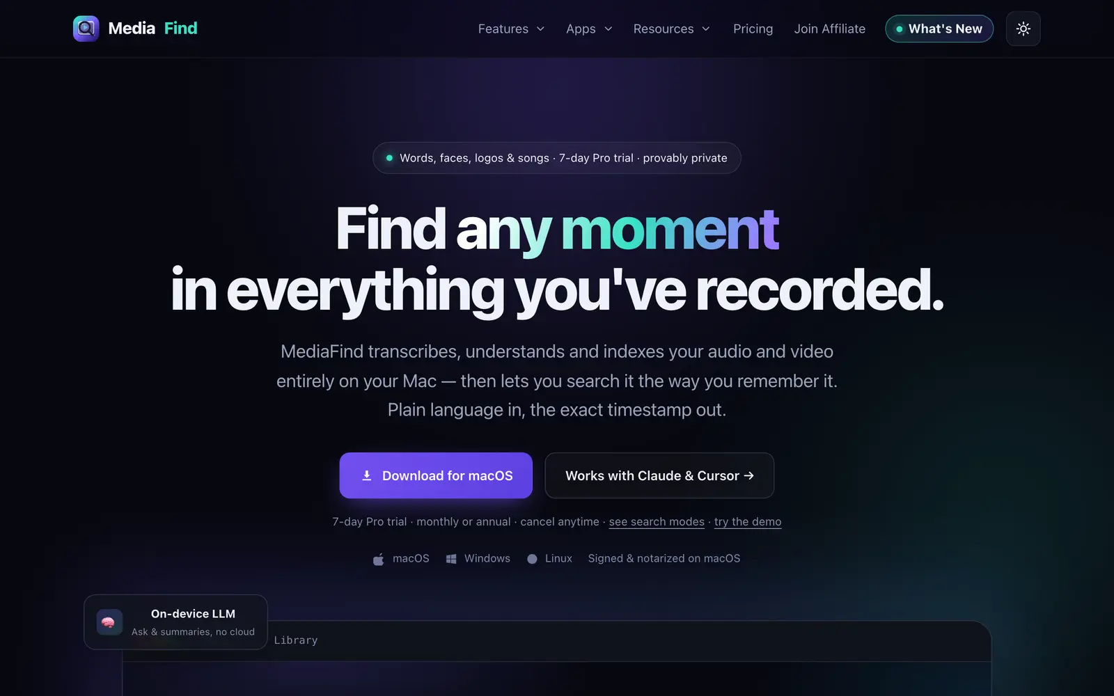 Screenshot of the MediaFind website