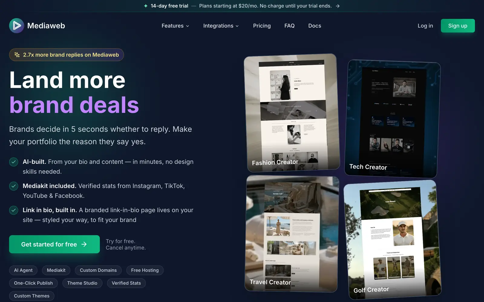 Screenshot of the Mediaweb website