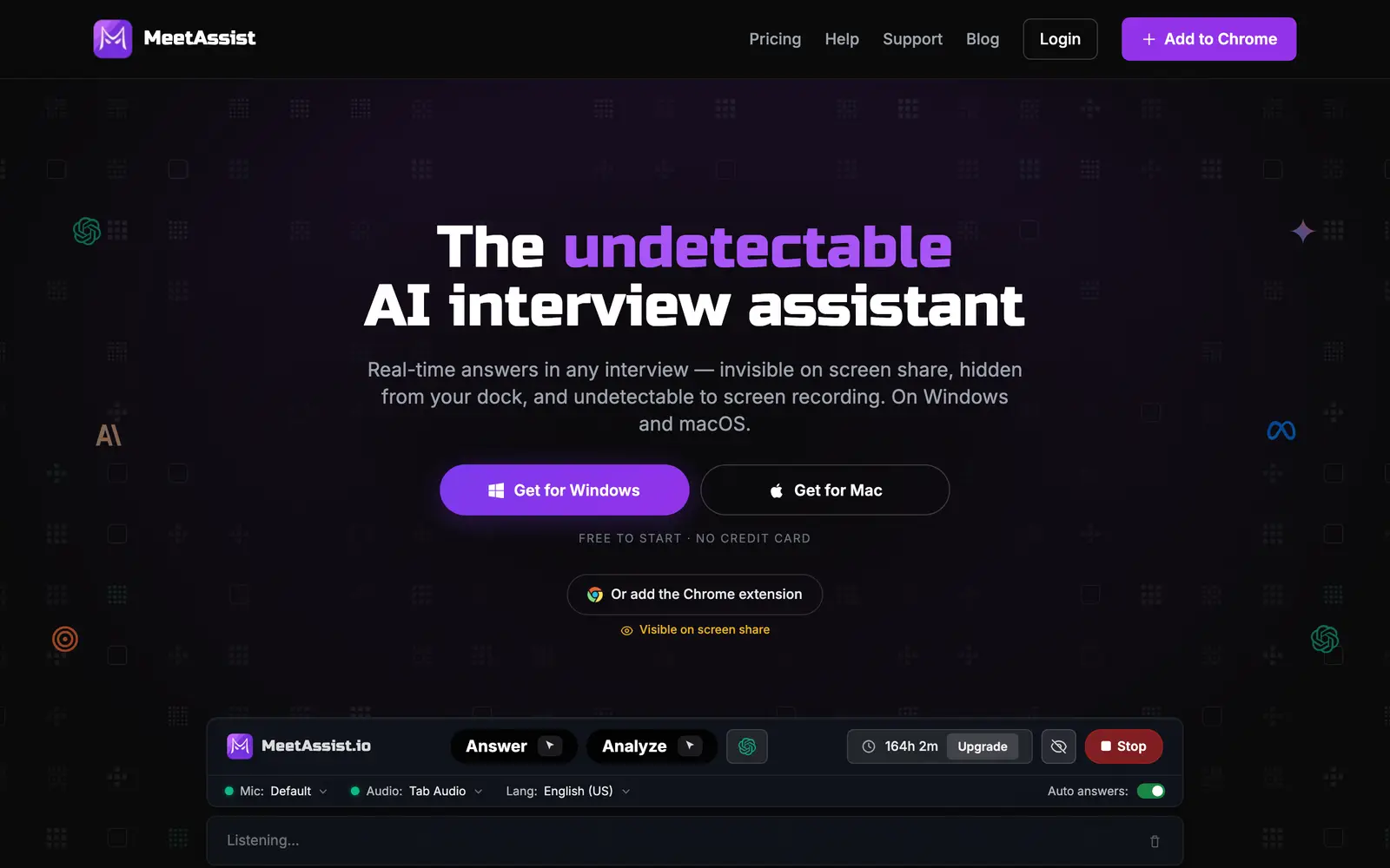 Screenshot of the MeetAssist website