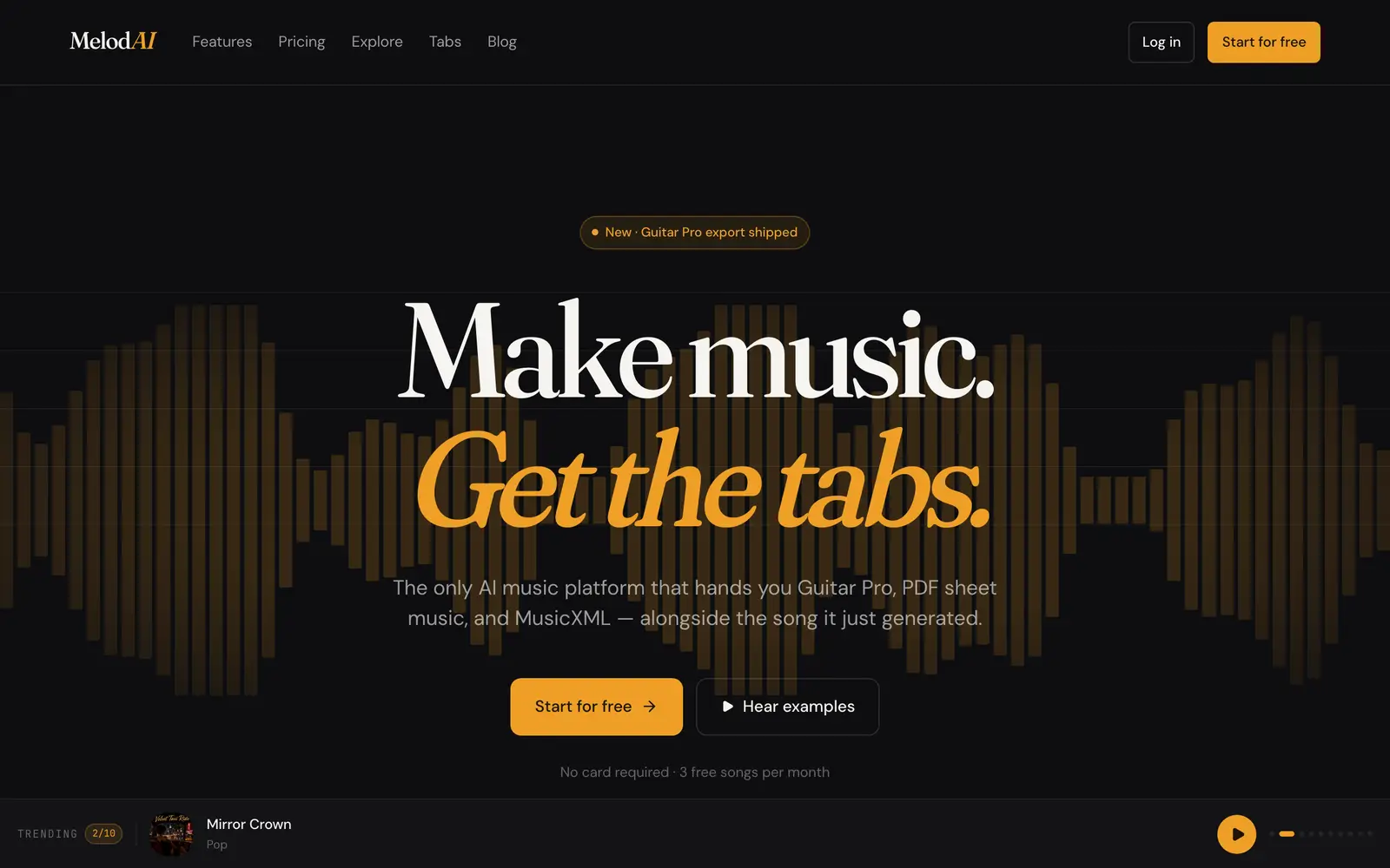 Screenshot of the MelodAI website