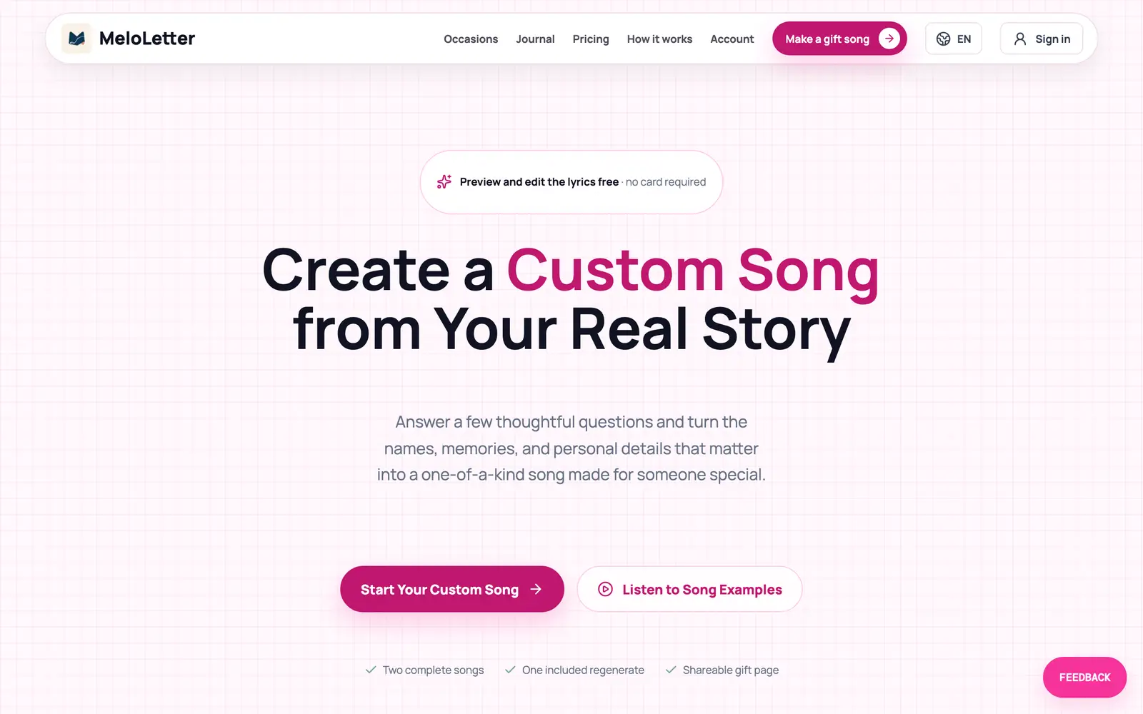 Screenshot of the MeloLetter website