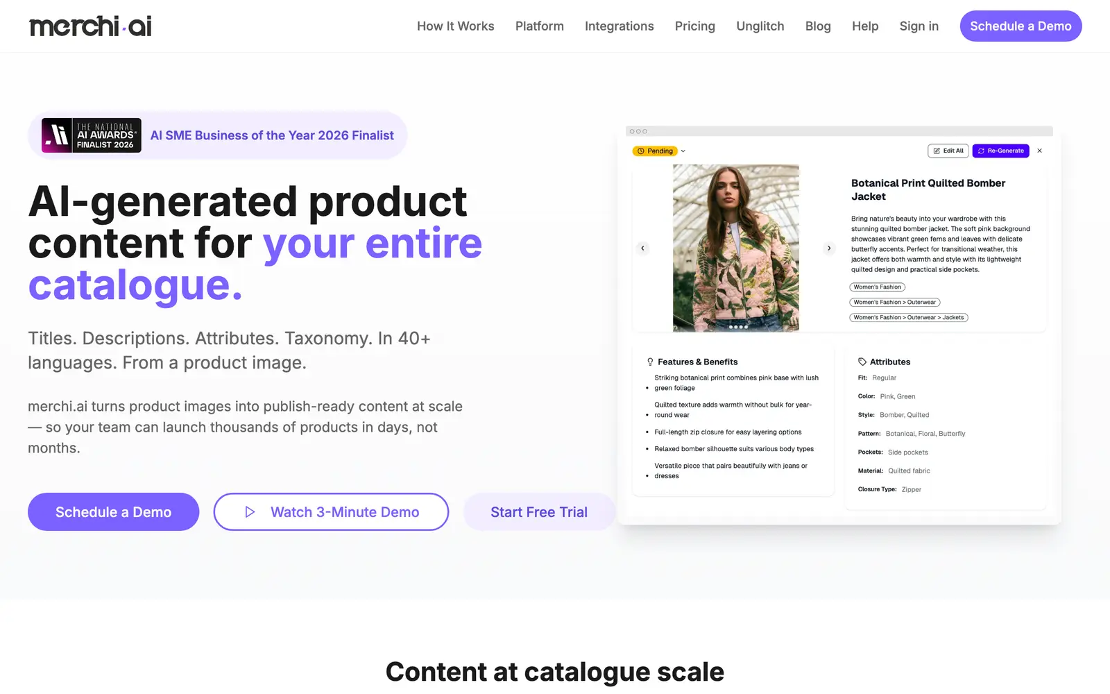 Screenshot of the merchi.ai website