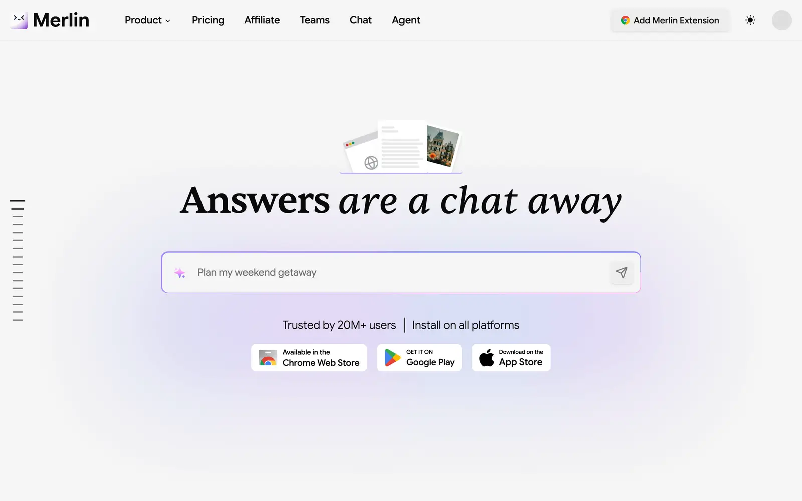 Screenshot of the Merlin AI website