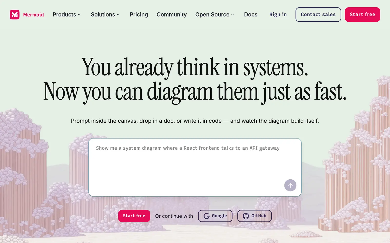 Screenshot of the Mermaid Chart website