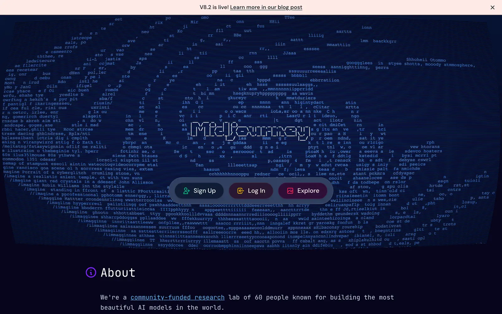 Screenshot of the Midjourney website