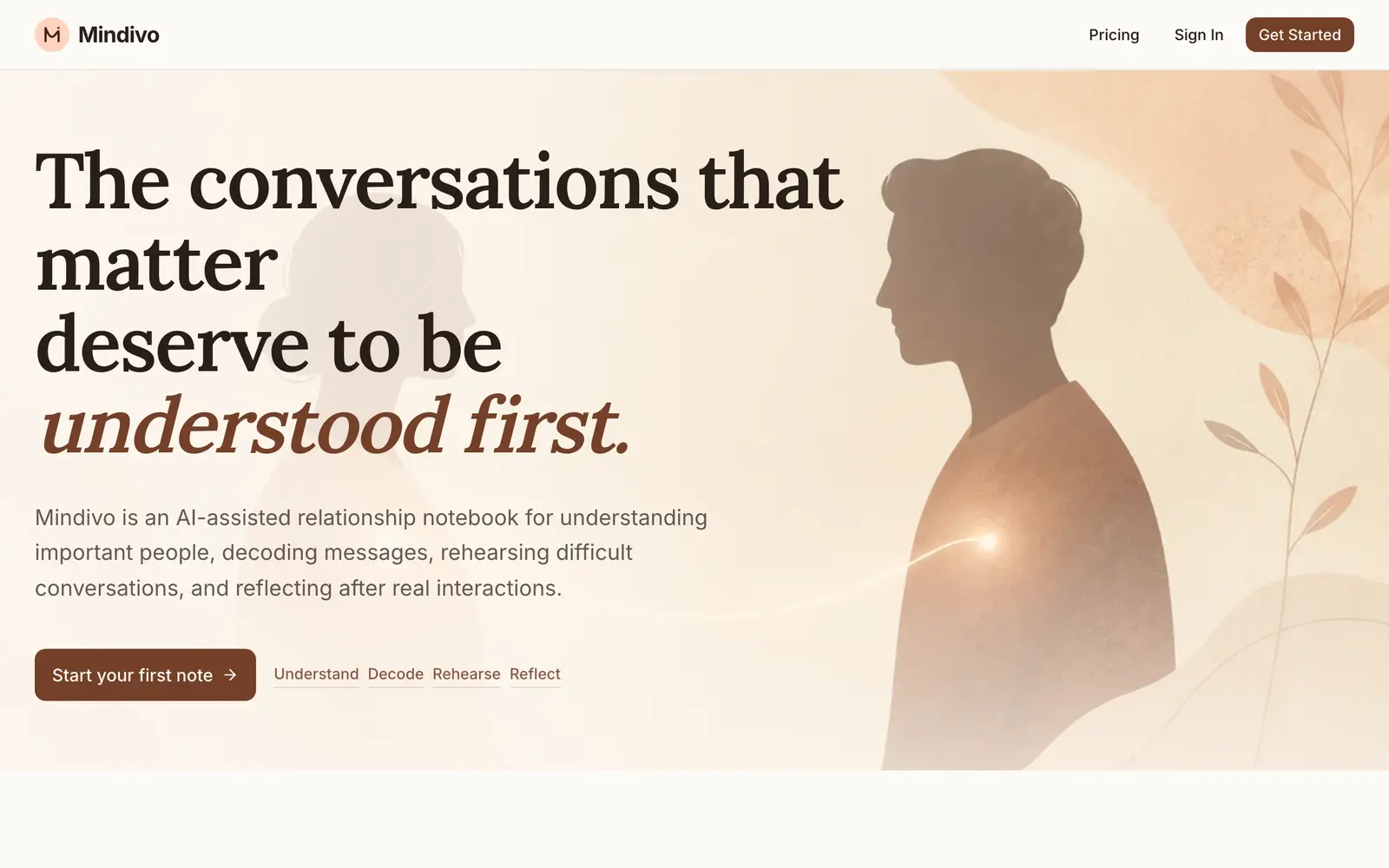 Screenshot of the Mindivo website
