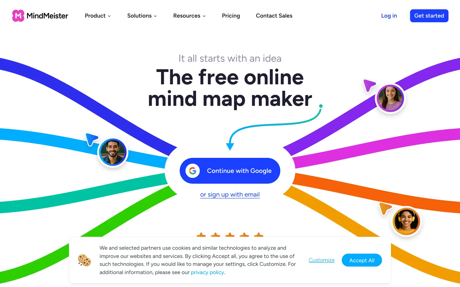 Screenshot of the MindMeister website