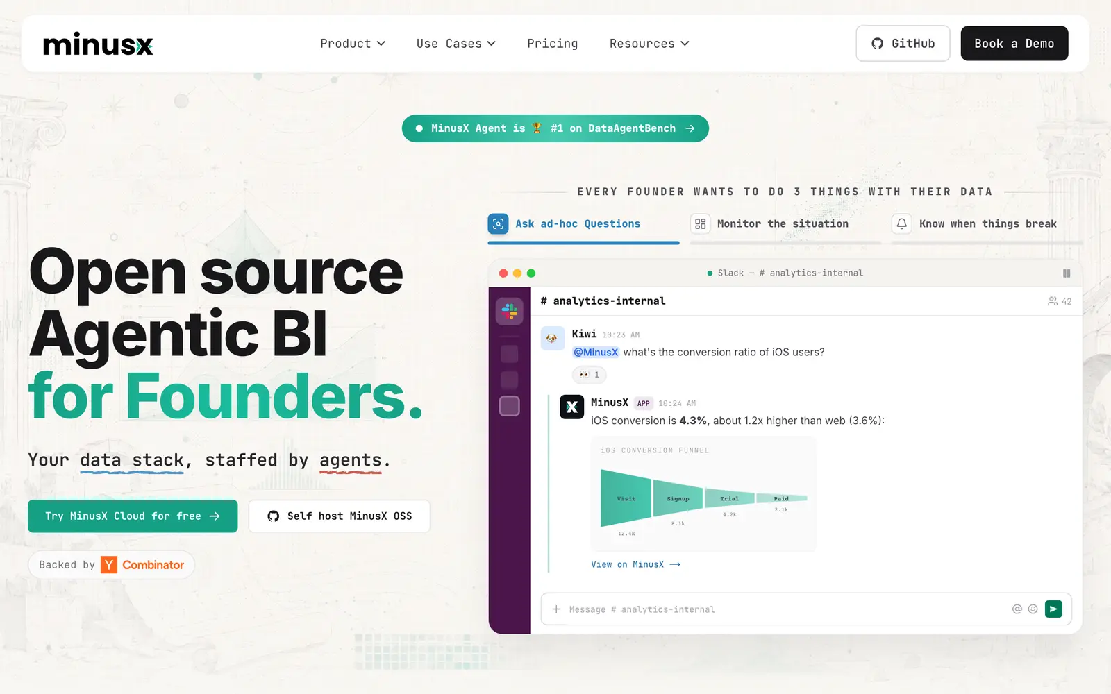 Screenshot of the MinusX website