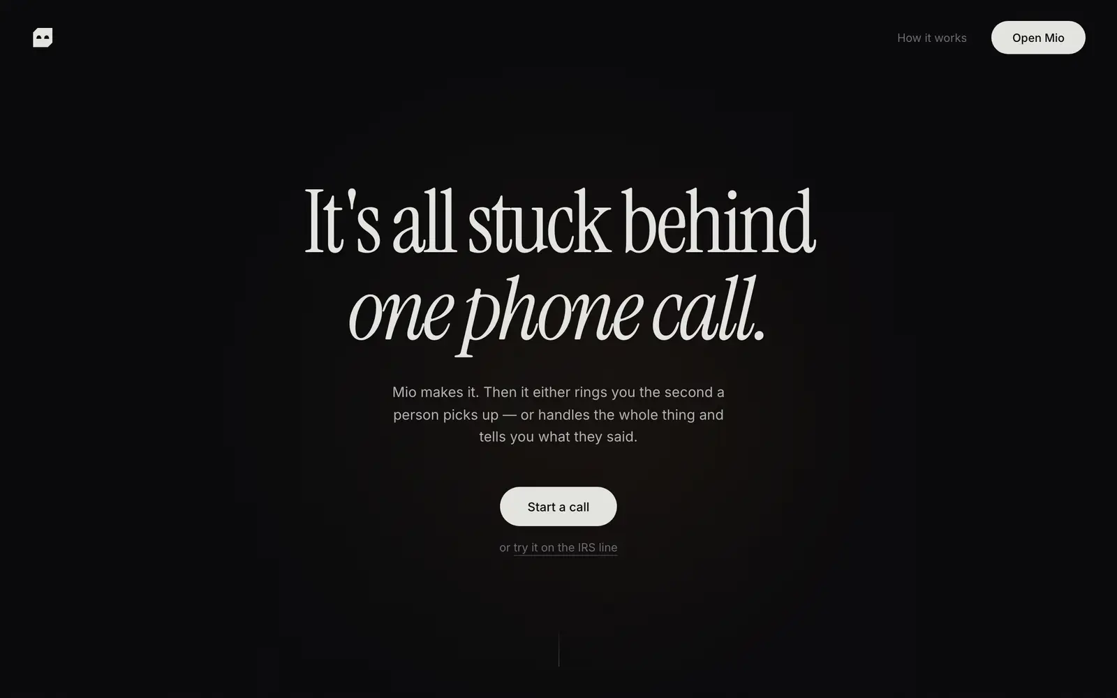 Screenshot of the Mio website