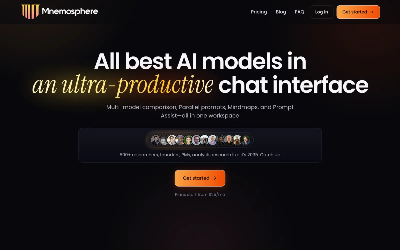 Screenshot of the Mnemosphere website