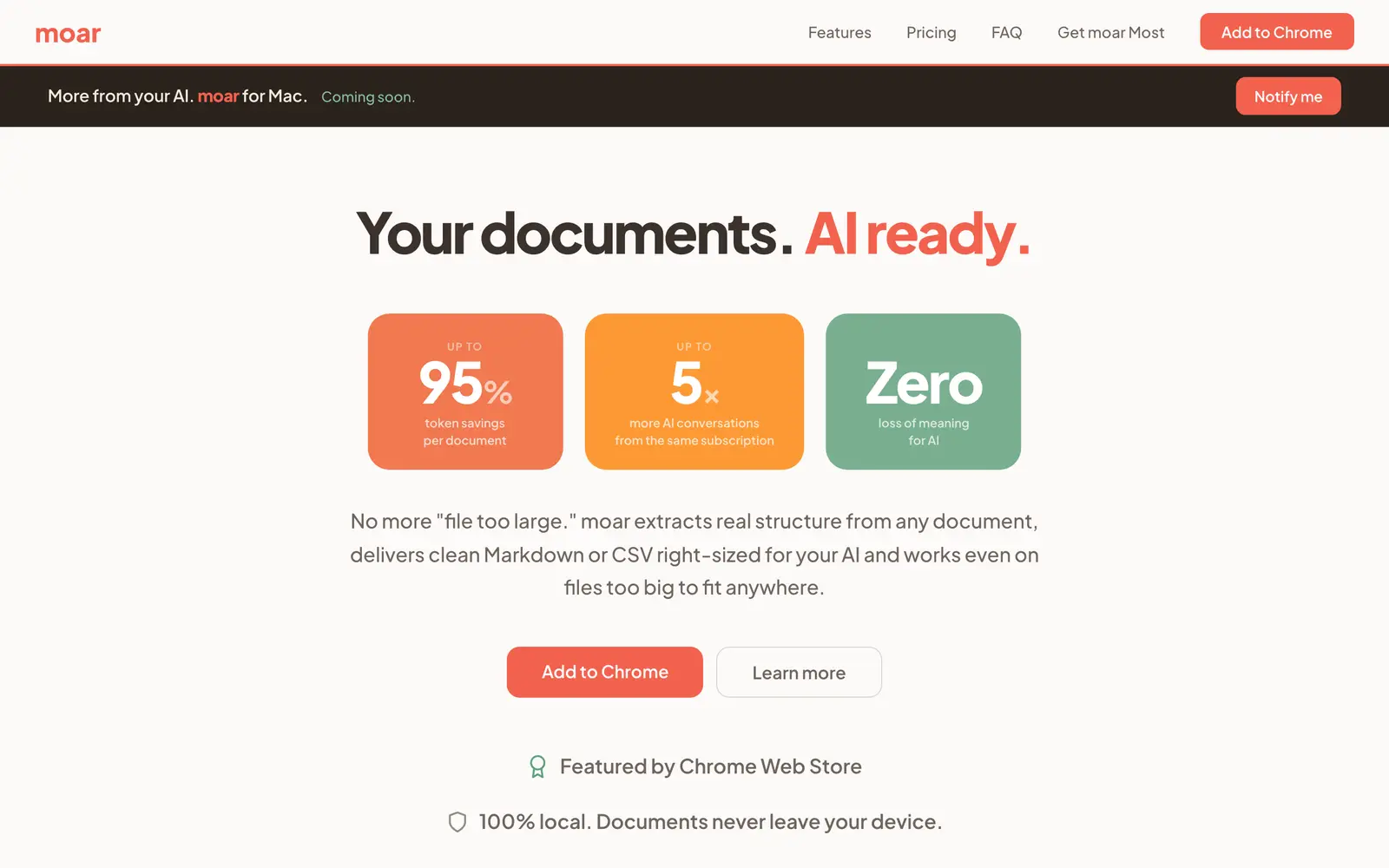 Screenshot of the moar website