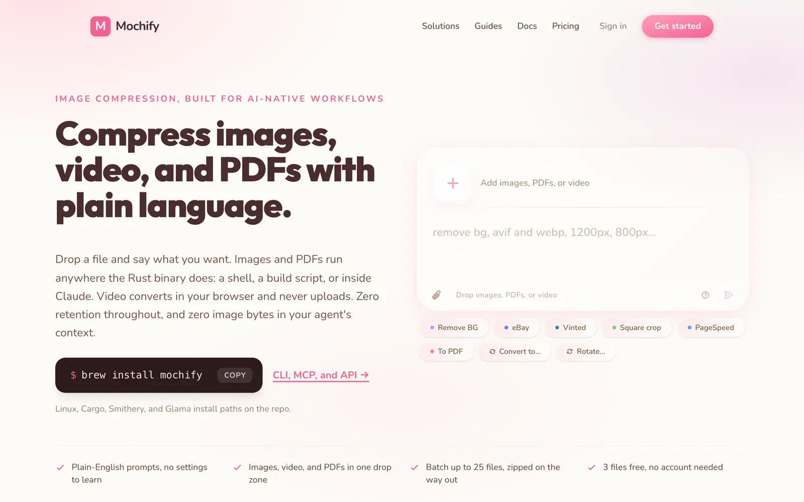 Screenshot of the Mochify website
