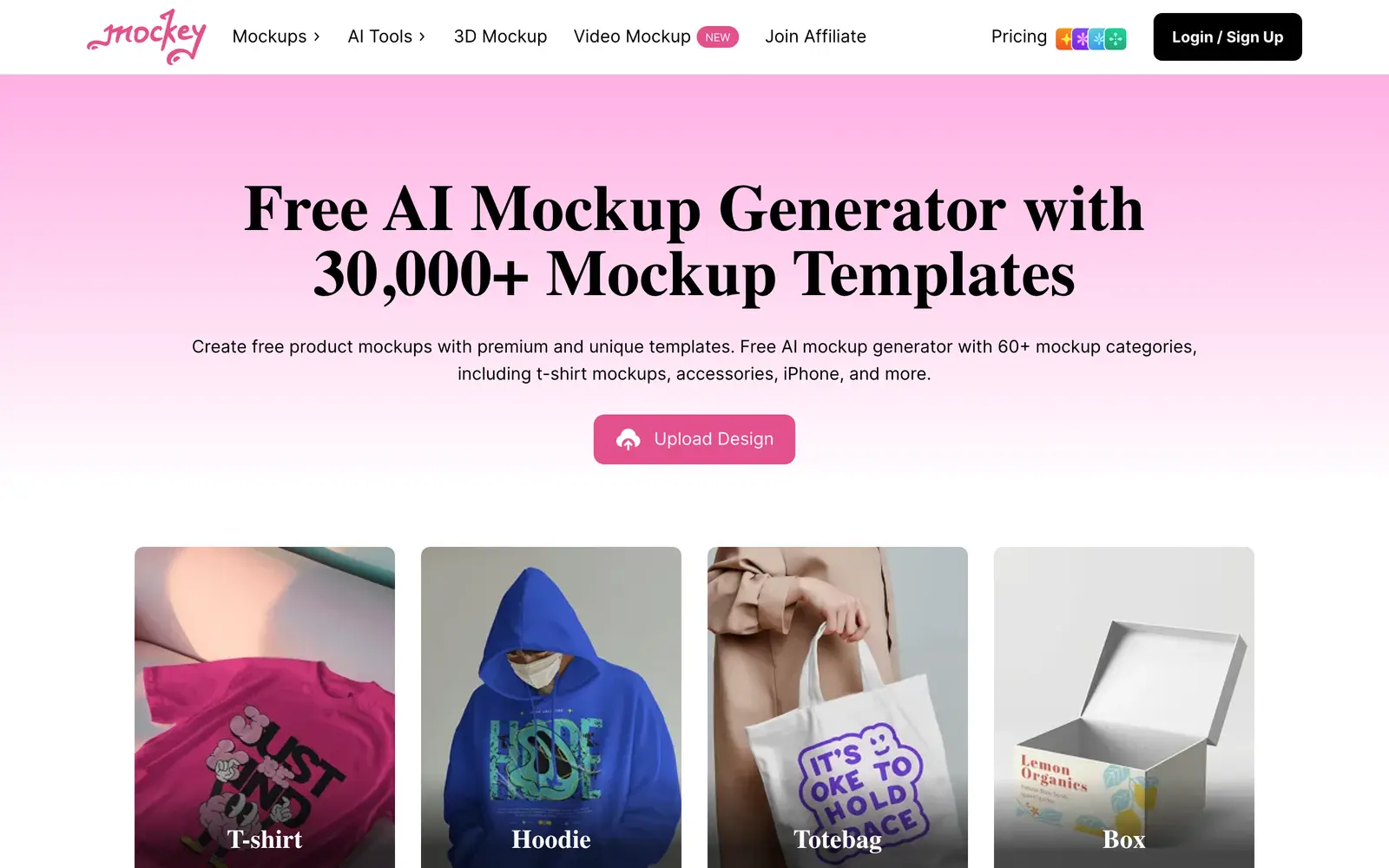 Screenshot of the Mockey website