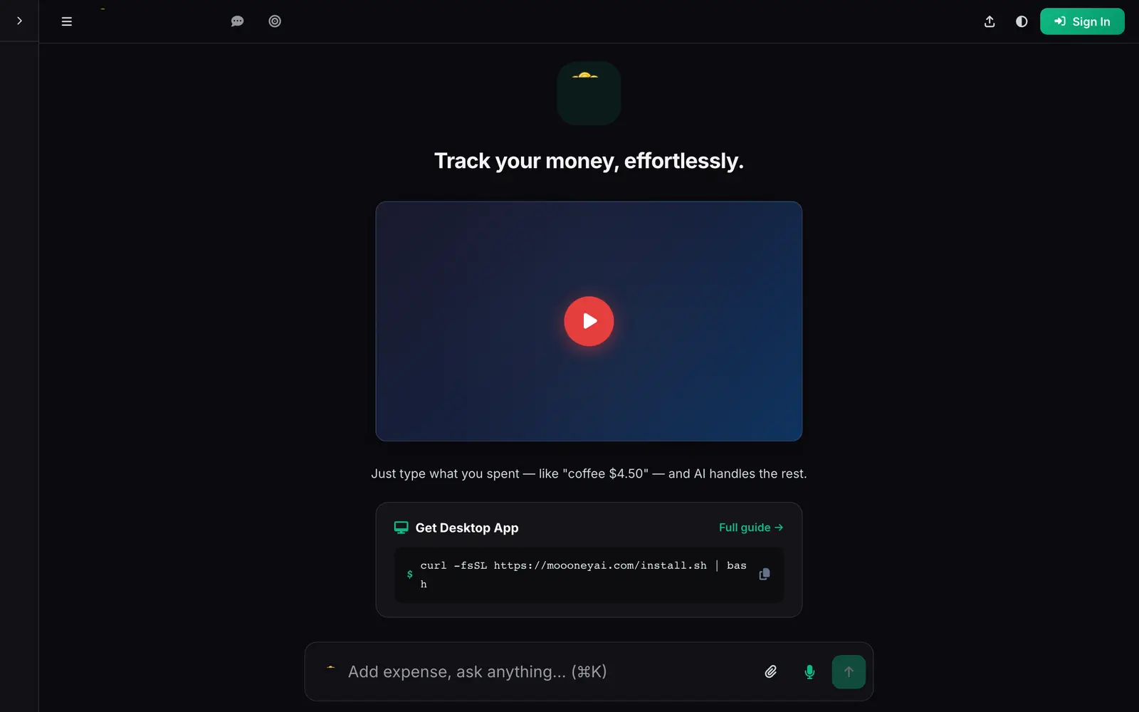 Screenshot of the Moooney AI website