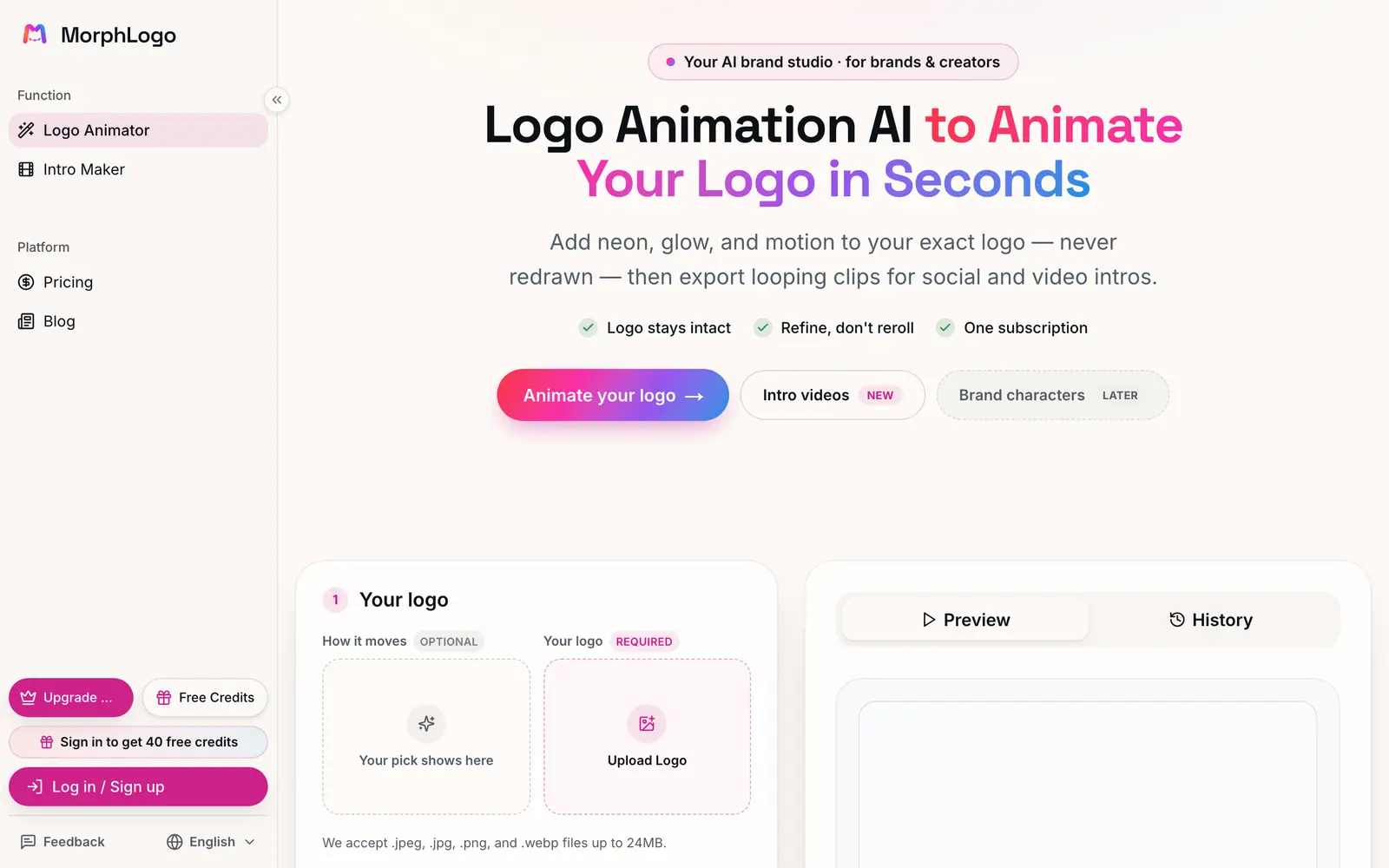 Screenshot of the MorphLogo website