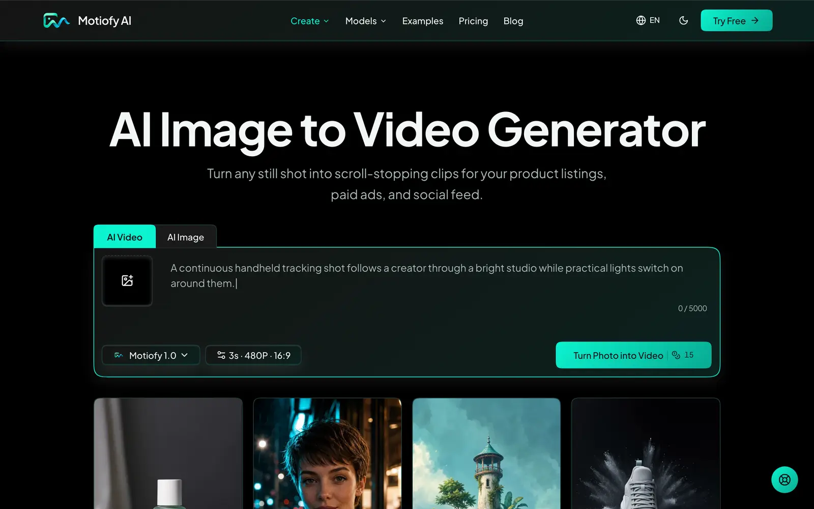Screenshot of the Motiofy website