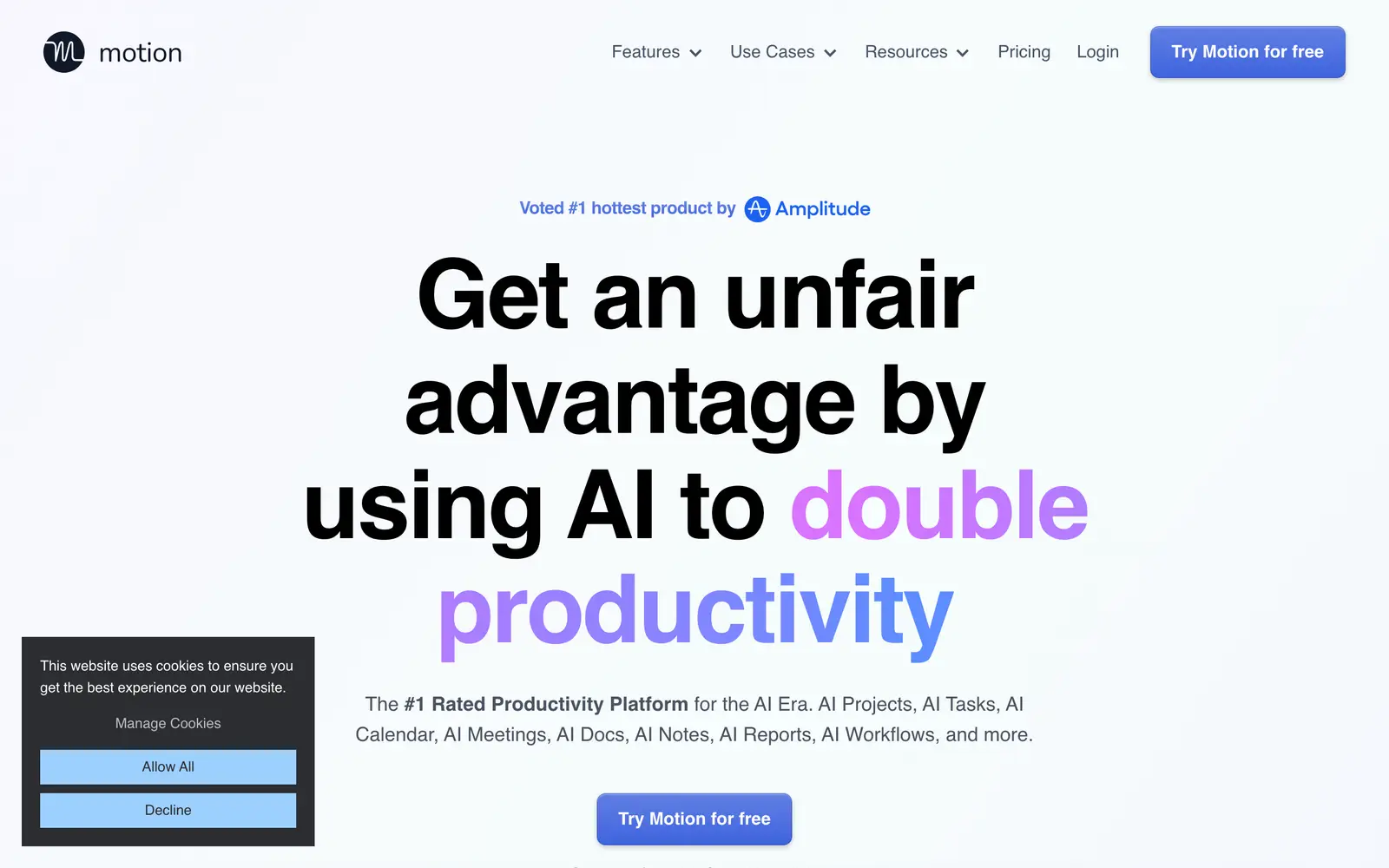 Screenshot of the Motion website