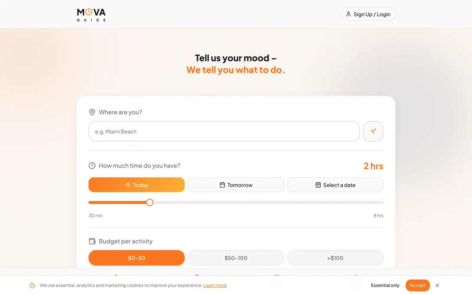 Screenshot of the MOVA Guide website