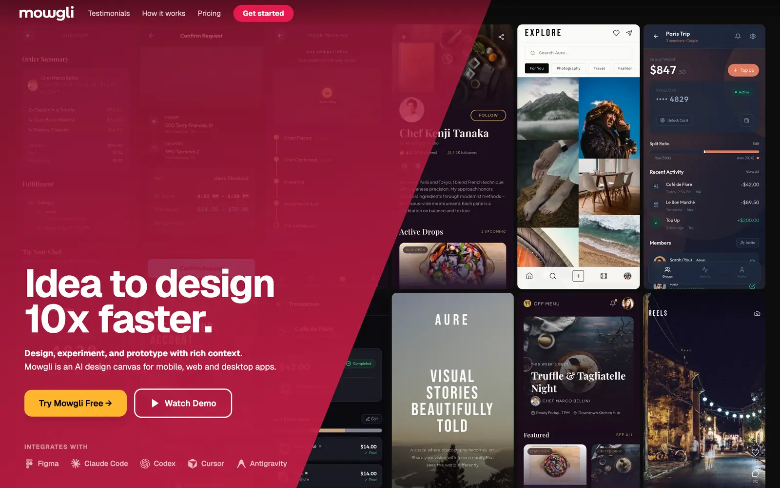 Screenshot of the Mowgli website