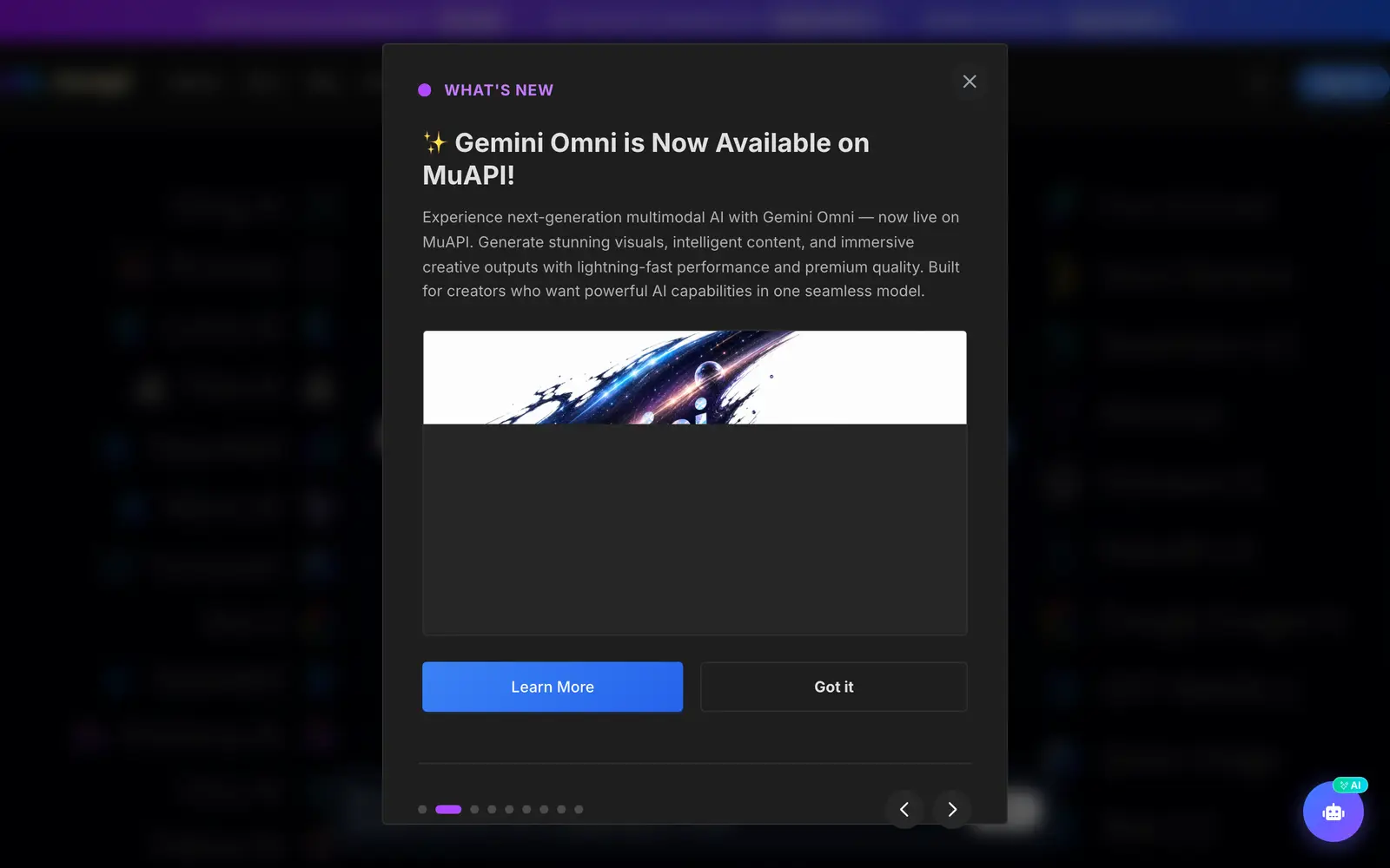 Screenshot of the Muapi website