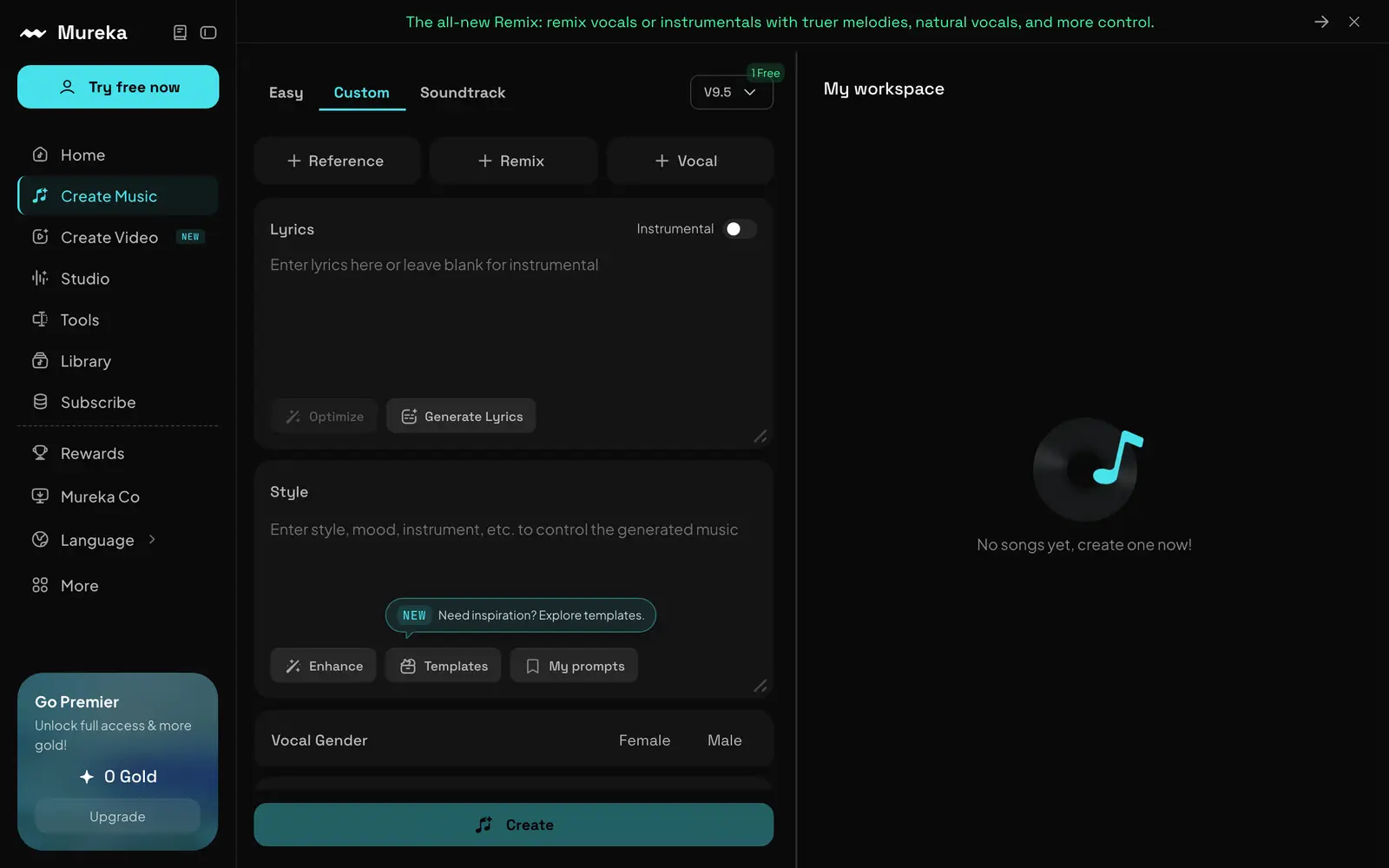 Screenshot of the Mureka website