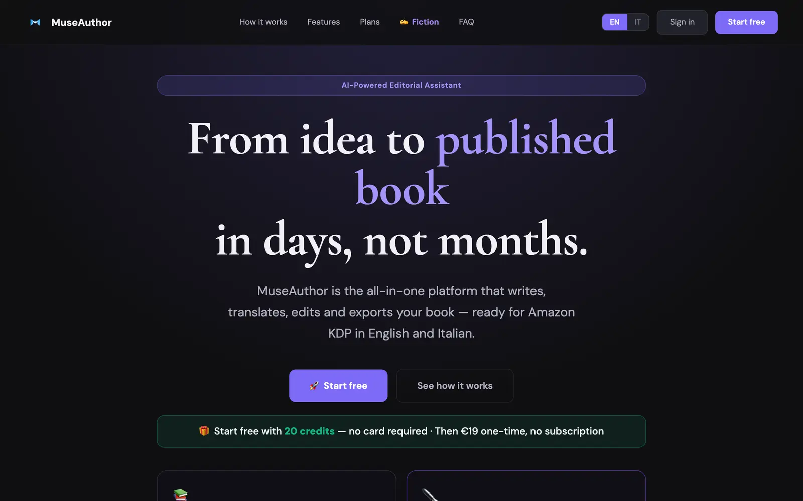 Screenshot of the MuseAuthor website