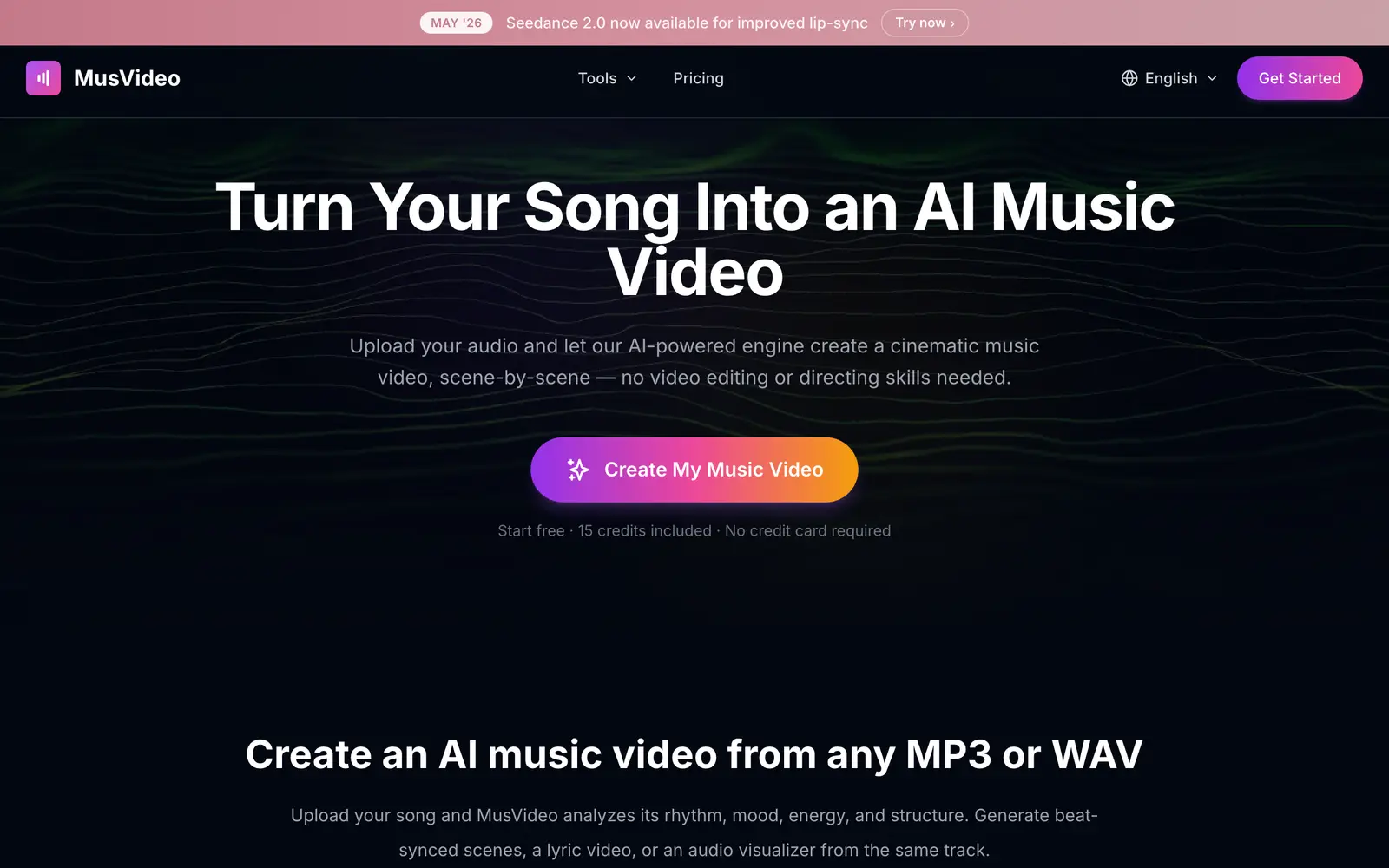 Screenshot of the MusVideo website
