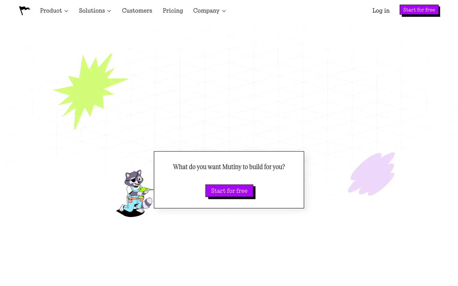 Screenshot of the Mutiny website