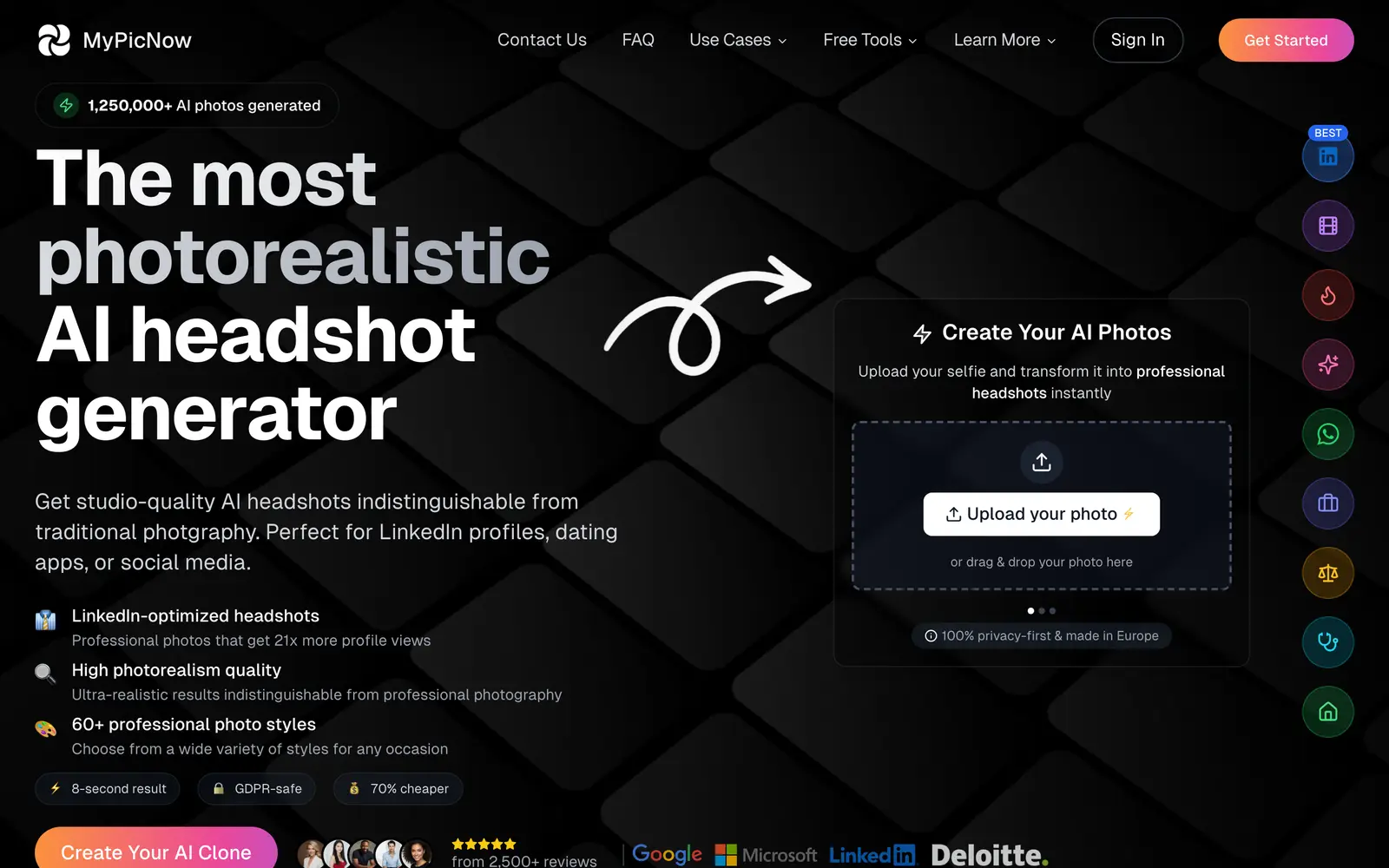 Screenshot of the MyPicNow website