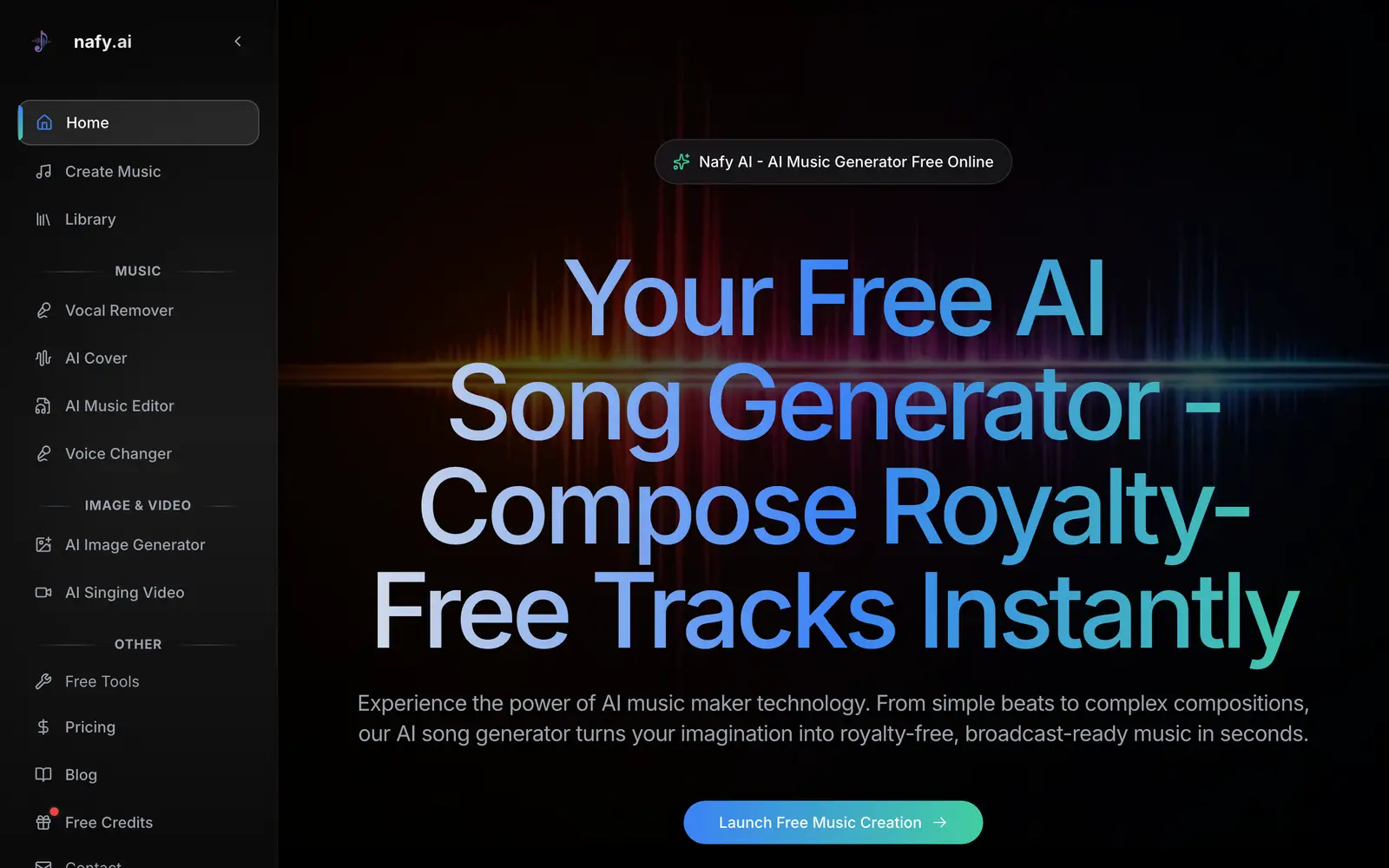 Screenshot of the Nafy AI website