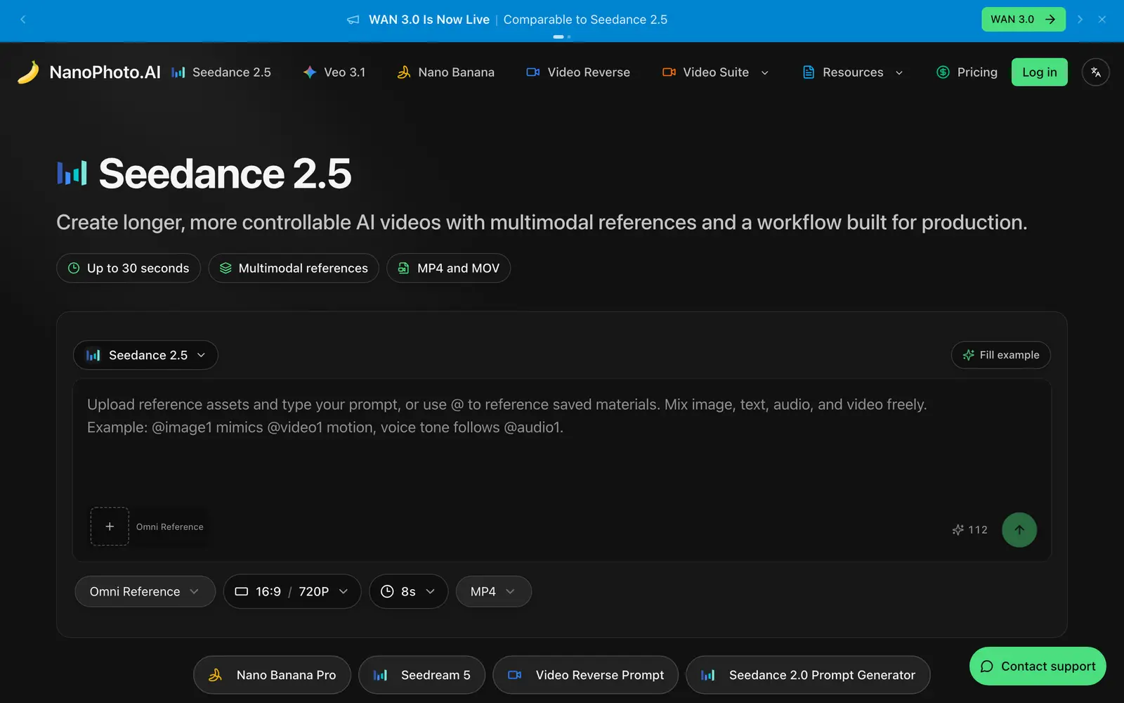 Screenshot of the NanoPhoto.AI website