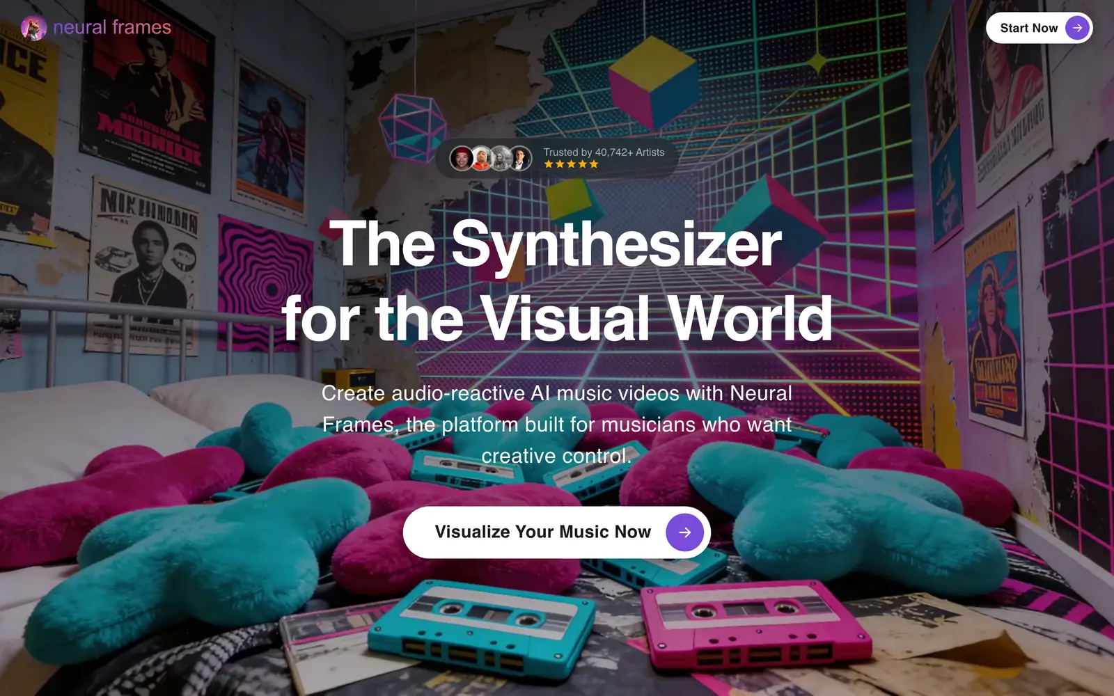 Screenshot of the neural frames website