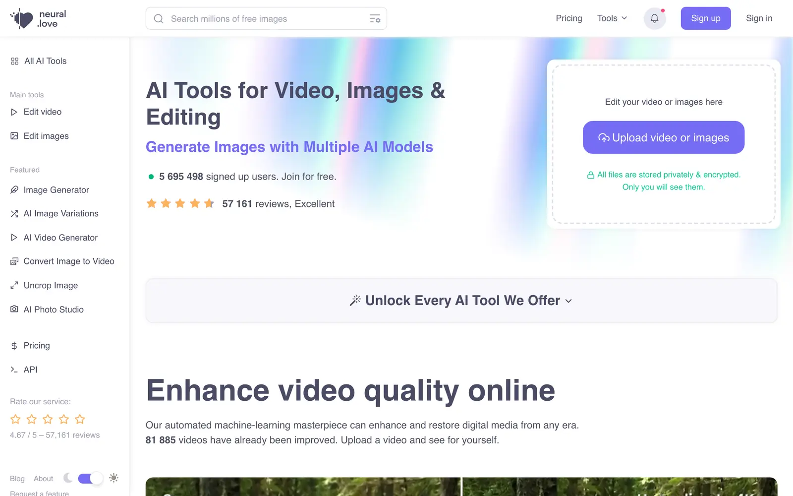 Screenshot of the neural.love website