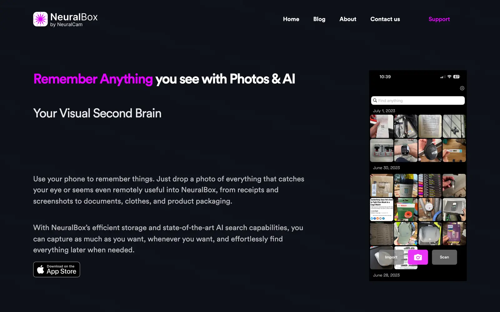 Screenshot of the NeuralBox website