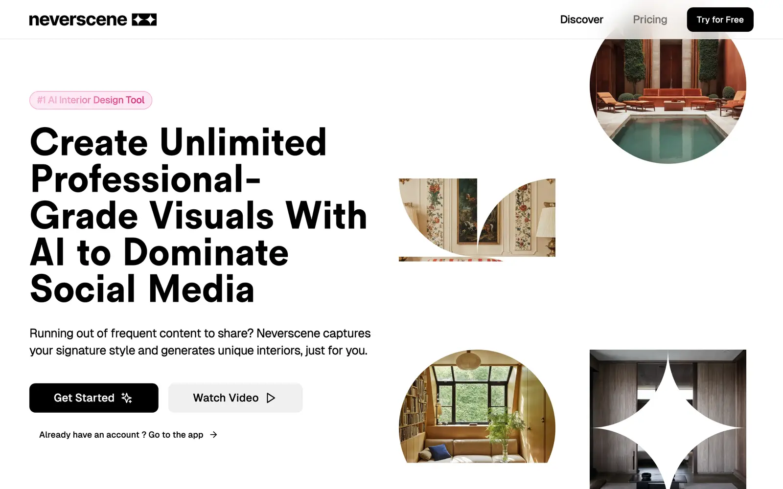 Screenshot of the Neverscene website