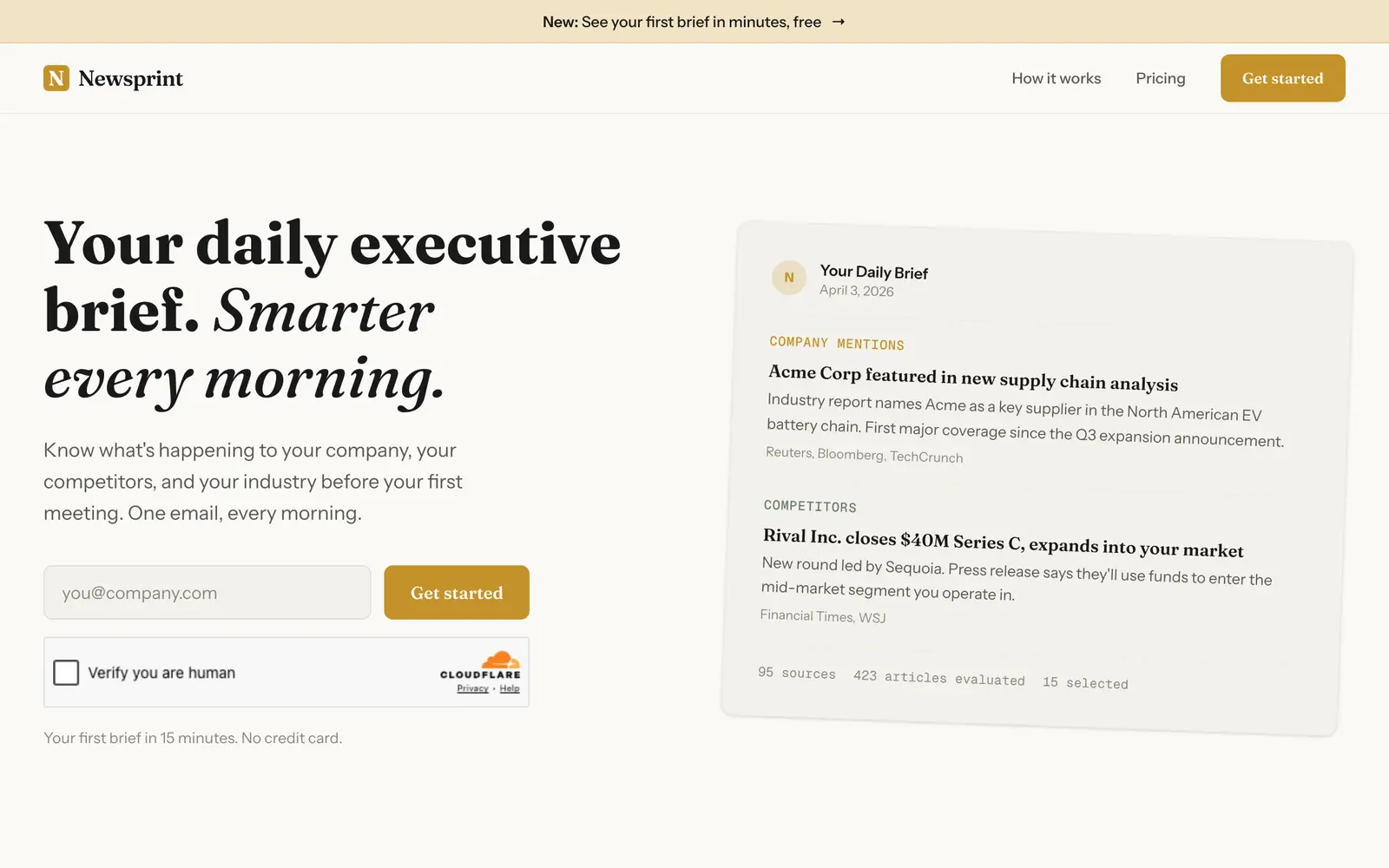 Screenshot of the Newsprint website