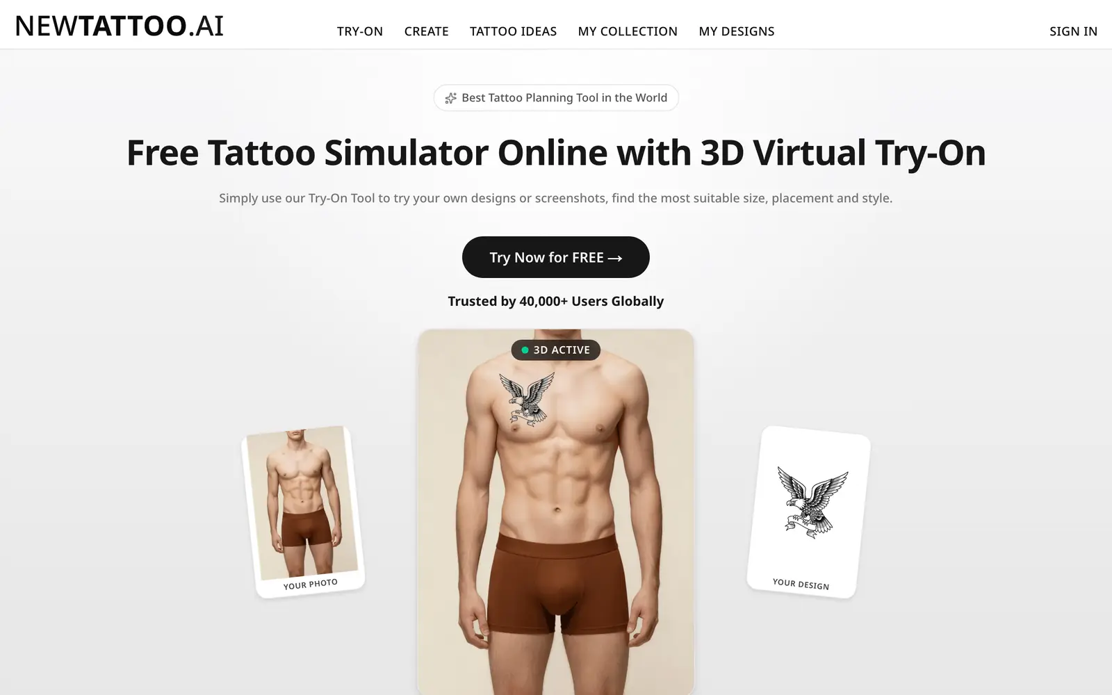 Screenshot of the NewTattoo.ai website
