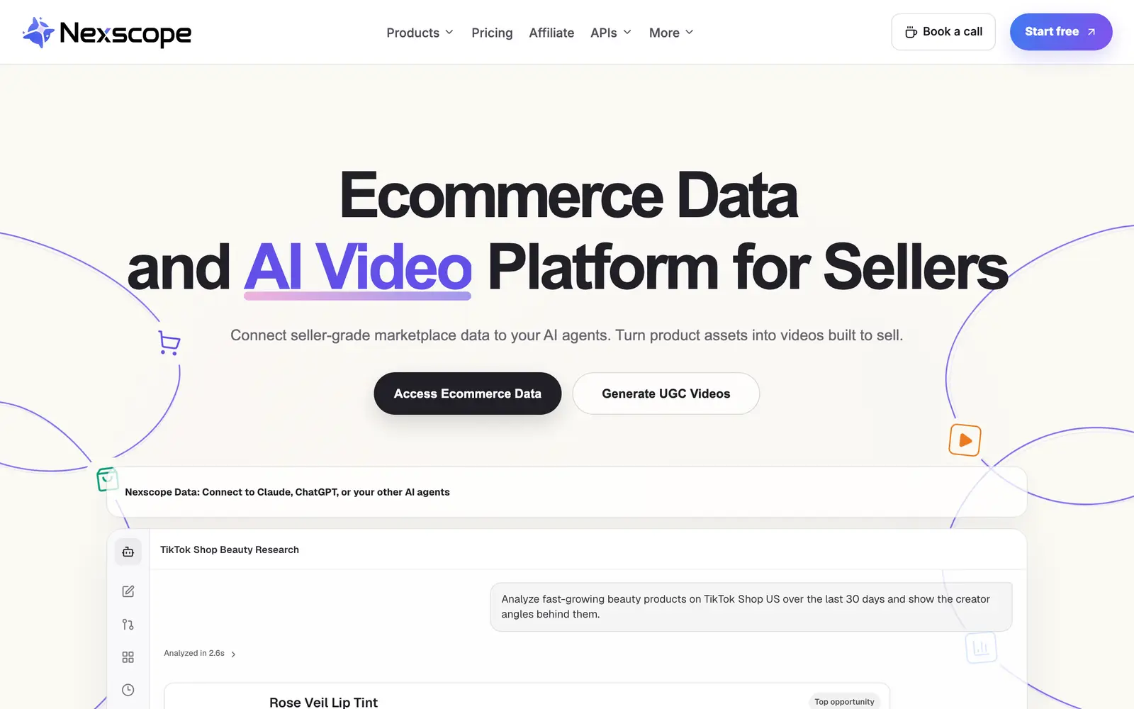 Screenshot of the Nexscope website
