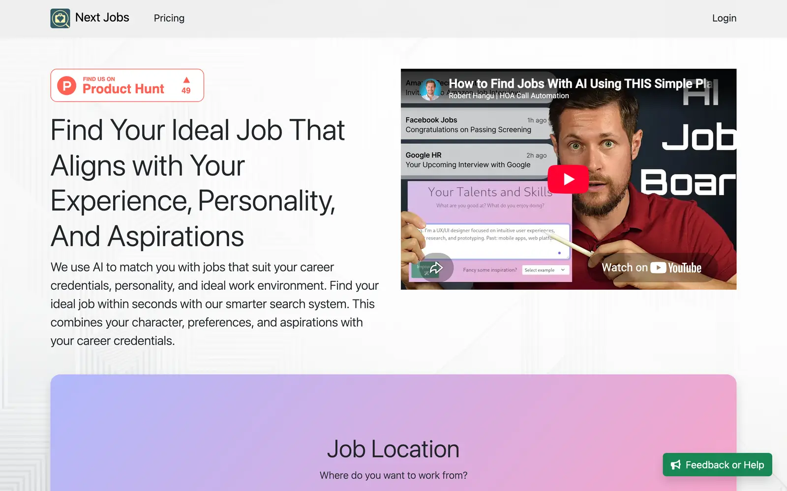 Screenshot of the Next Jobs website