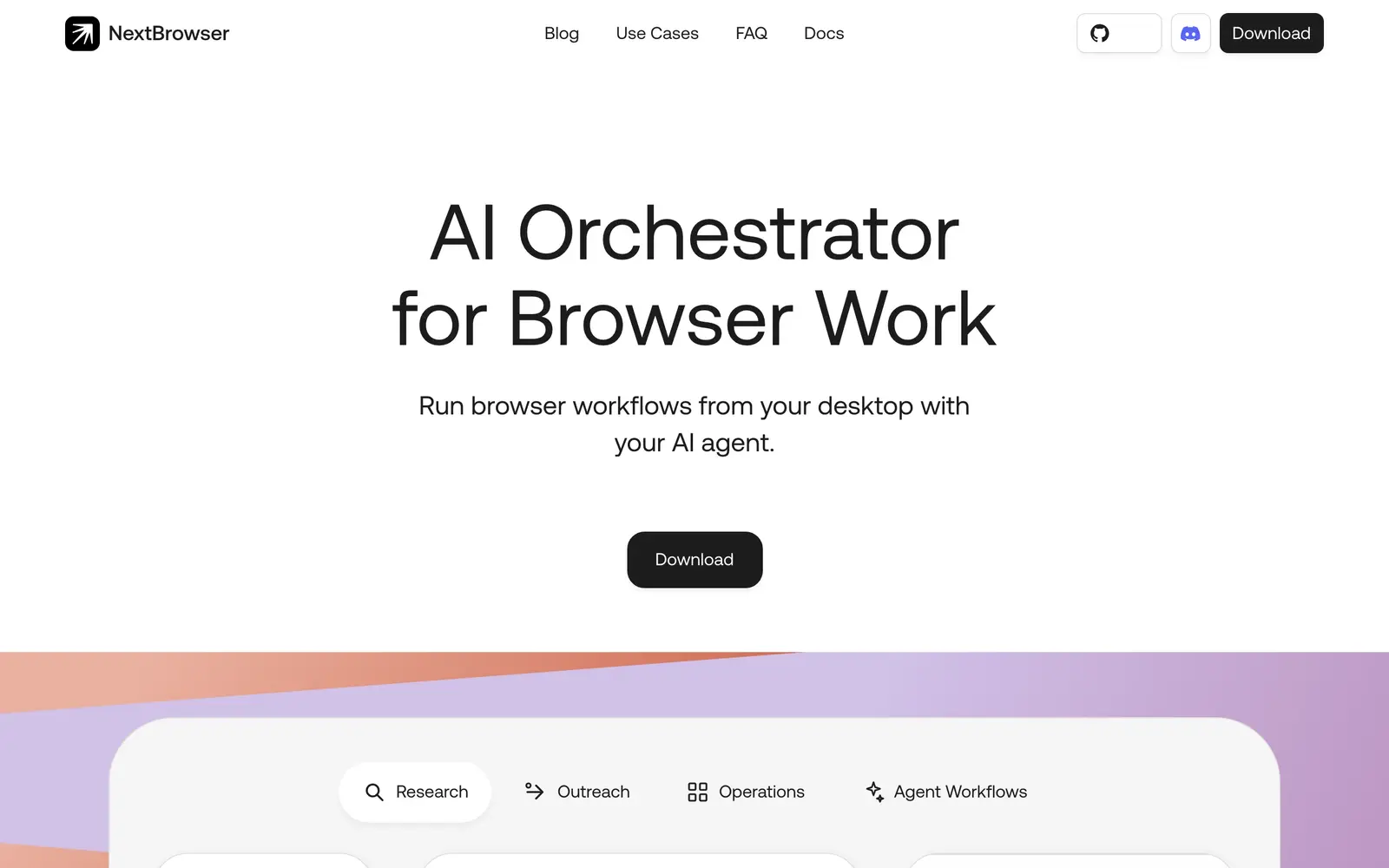 Screenshot of the NextBrowser website