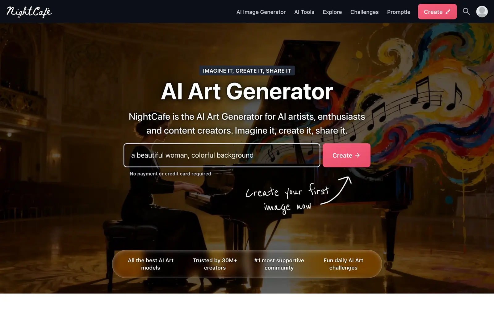 Screenshot of the NightCafe Studio website