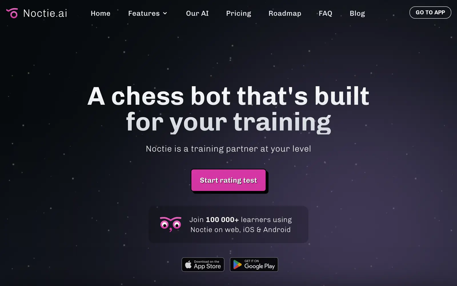 Screenshot of the Noctie website
