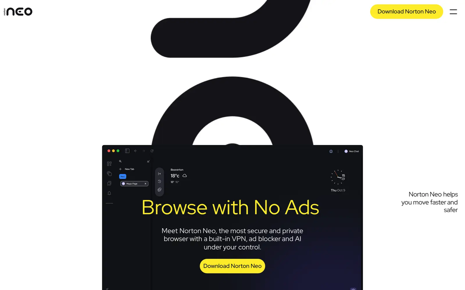 Screenshot of the Norton Neo website