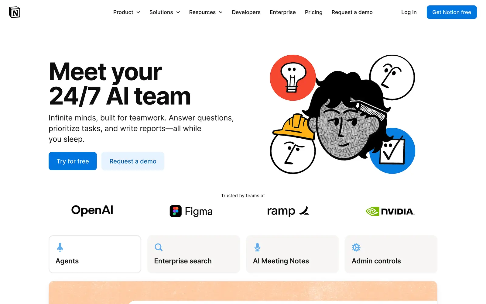 Screenshot of the Notion AI website